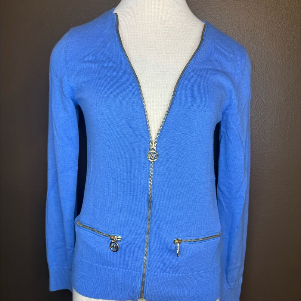 MICHAEL Michael Kors Blue Zip-Up Cardigan